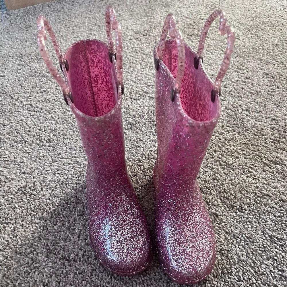 Girls 7/8 Sparkle Rain Boots